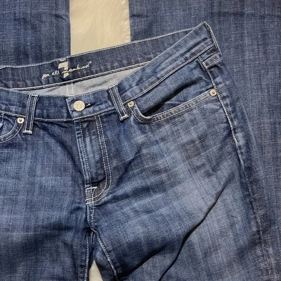 7 For All Mankind 7Fam Low Rise Boot Cut Medium Wash Blue Jeans Size 32 - Picture 9 of 16